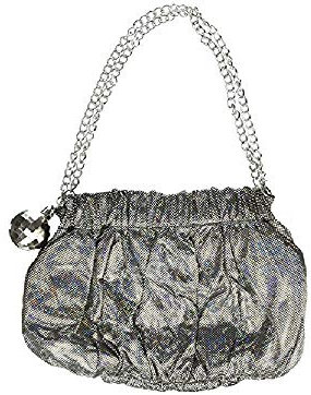 shoperama Schillernde 70er Jahre Damen Handtasche mit Disco-Kugel Anhänger und Magnetverschluss Festival Party Glamour
