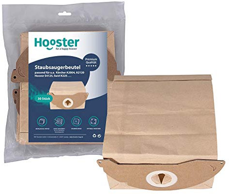 Hooster 30 Stück Staubsaugerbeutel passend für Kärcher SE 6.100/6100 / 6-100 / PAPIER/kurze VERSION