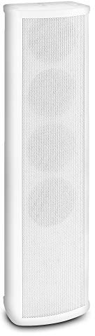Power Dynamics ICS4 Column Wall Speaker, 20W 100V Indoor PA System with Mounting Brackets, Slimline Aluminium Housing Ideal for Church, Conference Rooms, Halls, White Finish