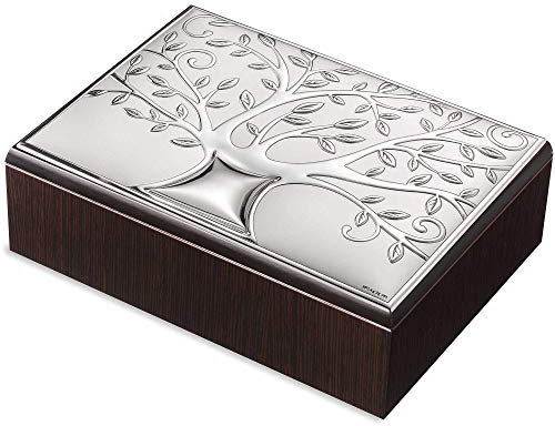 Cofanetto Portagioie Di Valenti. Cofanetto In Argento Bilaminato E Legno Con Alberto Della Vita. Le Dimensioni Sono 13X18 Cm. La Referenza È 6130 2