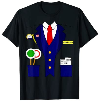 Lokführer Schaffner Lokomotive Fahrer Karneval Kostüm T-Shirt