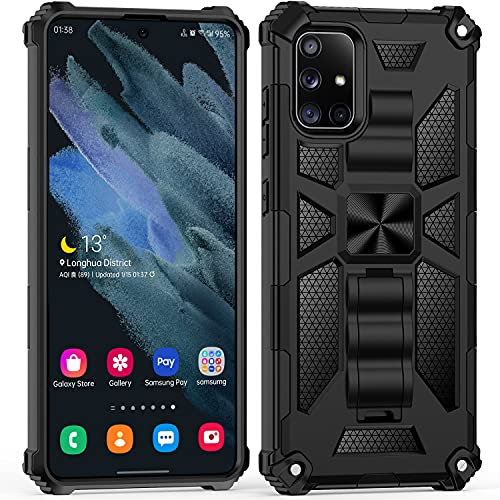 AFARER HandyHülle Kompatibel mit Samsung Galaxy A71, Rugged Outdoor Schutzhülle mit Ständer,Dual Layer Hard PC + TPU hülle - Schwarz