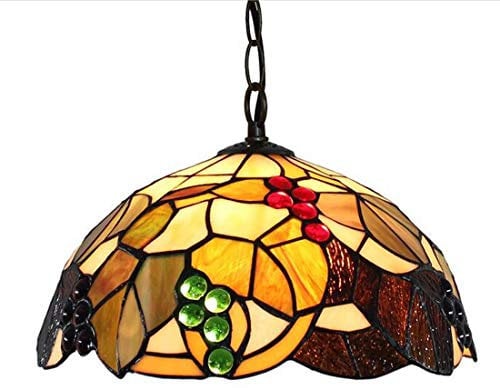 Pendelleuchte Vintage Tiffany Glas Esszimmer Lampe, LED E27 Hängelampe Rustikal Runde für Küchen Esstisch Schlafzimmer Wohnzimmer Studie Deckenbeleuchtung, Retro Kronleuchter Höhenverstellbar, Ø30cm
