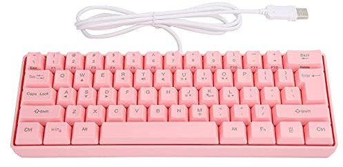 Tastiera da Gioco Meccanica,61 Tasti Tastiera Retroilluminata RGB Multicolore Gaming USB Cablato Meccanico Illuminato Gamer per PC/Mac Gamer Rosa