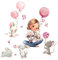 Little Deco Wandtattoo Wandsticker Kinderzimmer Mädchen Tiere Maus Hase Wandaufkleber Ballon Spielzimmer Wanddeko Babyzimmer Wandbild Kinder DL677