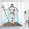 ABAKUHAUS Neptun Duschvorhang, Greek Myth Mann auf einem Felsen, Stoffliches Gewebe Badezimmerdekorationsset mit Haken, 175 x 220 cm, Taupe Himmelblau Weiß