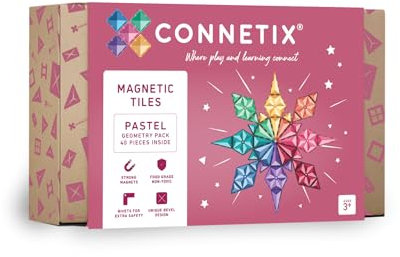 CONNETIX Magnetische Fliesen Pastell Geometriepaket, 40 Stück