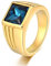 Banemi Ringe Herren Schmuck, Edelstahl Ring Herren Kleiner Finger Edelstahl Blau Rechteckig Zirkonia Geburtstagsring für Männer Größe 67 (21.3)