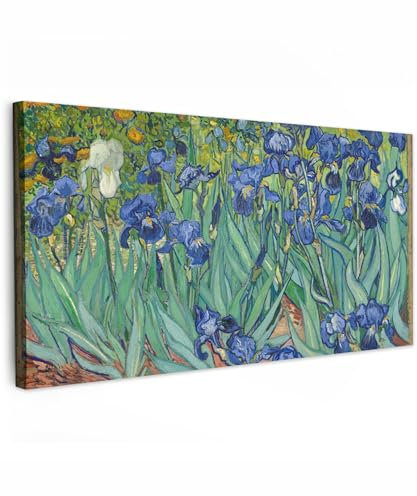 MuchoWow Leinwand Bilder, Einzigartige Wanddeko mit Rahmen, Schwertlilien - Vincent van Gogh, Wandbilder Wohnzimmer, Deko Schlafzimmer 80x40 cm