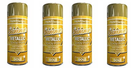 SDMAX 4 x Metallic Gold Spray Paint 200 ML Multipurpose Use Spray For Metal, Wooden Furniture, Interior And Exterior Decoration, Long-Lasting, Shimmering Finish