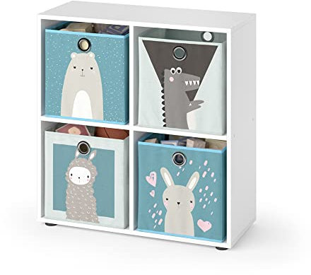 Vicco Kinderregal Tetra, Weiß, 72.6 x 72 cm mit 4 Faltboxen