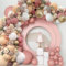 AL-Mustarziq Apricot Pink Rose Gold Balloon Arch Kit with Baloon Pump- 135pc Dusty Pink Balloons Garland with Retro Pink, Cream and Gold Balloons, Arch Tape, Glue Dots For Hen Party Decoration
