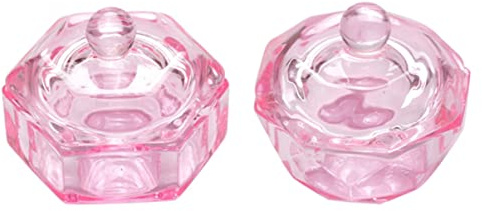 2 Piezas Copa De Cristal Para Uñas Tazón De Líquido De Monómero De Uñas Contenedor De Líquido De Uñas Plato De Arte De Uñas Plato Para Uñas Cuenco De Cristal Vidrio Con Cubierta