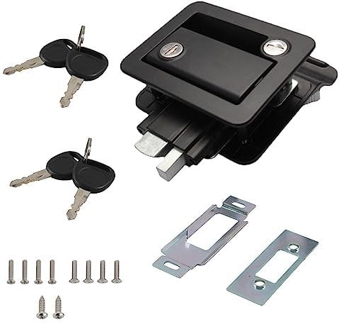 Serratura per porta d'ingresso per roulotte per camper con maniglia per porta con chiusura a paletta con chiavi per camion con rimorchio da viaggio (nero)