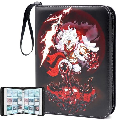 WEST TUNE Trading Card Binder for One Piece Game,9 Pocket with 50 Sleeves up to 900 Cards TCG Binder,Portable Waterproof Storage Bag Sleeves,one piece anime card Display Case