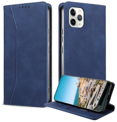 BoxTii Cover per iPhone 11 PRO, Custodia in PU Pelle Portafoglio, Supporto Magnetica Cover a Libro con Slot per Schede per iPhone 11 PRO, Blu