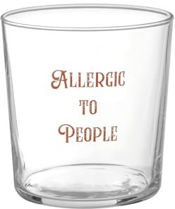KASANOVA Bicchiere in vetro 360 ml scritta Allergic to people arancione