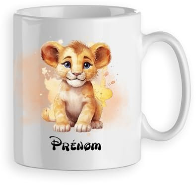 Mug tasse lionceau style simba mignon personnalisable prénom cadeau original style roi lion 1