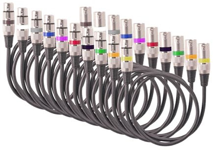 docooler 10 Stück 1.5m XLR Kabel Set Bunte Runde Mikrofonkabel DMX Bühnenlicht 3 Pin Stecker auf Buchse für Audio Mixing Reflektoren Par Licht