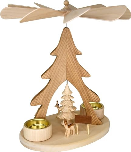 Ratags Massivholzpyramide oval 3 Rehe mit Krippe und Baum
