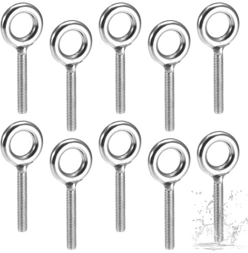 10 Piezas Cancamo M8, Perno de Acero Inoxidable, Tornillo Argolla, Tornillo Anilla, Elevación Ojal Perno, Pernos de Suspensión, Tornillo M8 para Fijación, Suspensión, Uso Interior, Exterior