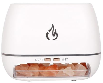 Vriusi Salt Rock Scent Diffuser, Aromatherapy Cool Mist Humidifier, Ultrasonic Salt Lamp With Flames, 7 Color Changing Oil Diffuser Machine