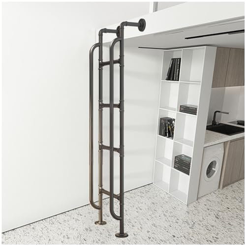 Dachbodentreppe, Loftleiter für Garage, Heim, Schlafsäle, Einzelbettleiter mit Sicherheitshandläufen und selbstklebenden Sprossenpolstern und Beschlägen, Ausstiegsleitern aus Schmiedeeisen m