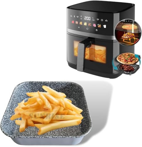 Tegame per friggitrice ad aria Quadrata 20x20 cm - Teglia per Friggitrice ad Aria in Alluminio Antiaderente - Tegame Quadrato 21x21 Teglia per forno Ruoto per friggitrice aria (2)