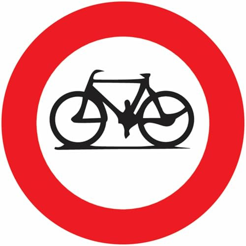 GLOBAL CARTELLO SEGNALETICO ROTONDO - Divieto di transito alle biciclette - segnale Adesivo, Pannello in Forex, Pannello In Alluminio (Adesivo, 20 cm Lato)
