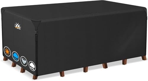Zettum Housses pour Salons de Jardin 280 x 190 x 73 CM, Housse de Table Jardin Rectangulaire Imperméable Anti-UV 600D Tissu Oxford Bache Table Exterieur