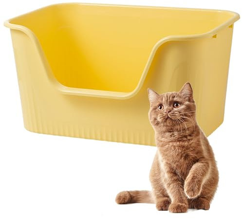 Vealind Grande Top Open Cat Litter Box con High Side Deep XL Lettiera Vassoio Soglia Bassa Pet Anti-Spillage con No Mess Litter Pan