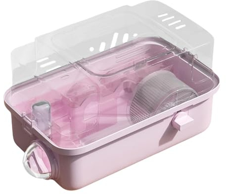 ＡＷＨＡＯ Cage pour Hamster, Cage pour Petits Animaux, 2 Niveaux, Maison d'exercice, de Jeu, Maison Portable, Habitat pour Hamster, Lapin, Cochon d'Inde, Rose