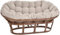 Krines Home Papasansessel XXL mit Kissen Relax Papasan Chair Natur Rattan Liegesessel (Dunkelbraun, Zweisitzer)