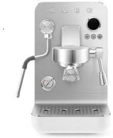 Smeg, Manuelle Espresso-Kaffeemaschine MiniPro EMC02WHMEU, Dreifach-Thermoblock, professioneller Dampfstab und Filterhalter, 1,7-Liter-Tank, abnehmbare Abtropfschale, 1700W, Weiß Matt