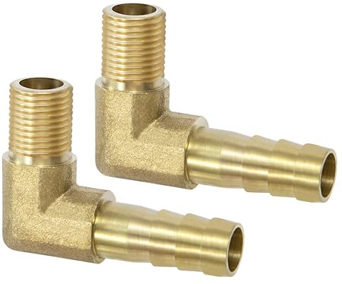 2PCS Raccords de Tuyau Coude Cannelé Connecteur en Laiton, 8mm x G1/8 Adaptateur de Tuyau Mâle pour Eau Carburant Air Eau Carburant Pneumatique Tuyau