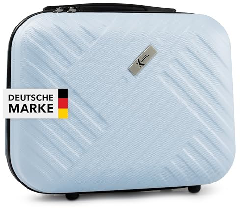 Xonic® Design Kosmetikkoffer aus ABS Hartschale – Robustes Beautycase als Handgepäck - Kosmetiktasche für Reisen – leicht & stabil (Pastell Eisblau)