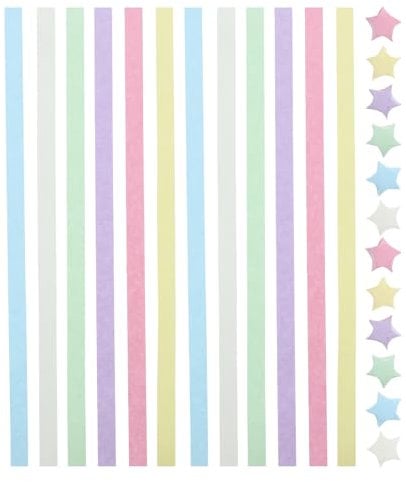 VILLCASE Origami Sternpapier Streifen 540 Stück in 6 Pastellfarben - Kreatives Bastelpapier Für Diy Dekoration Geschenkverpackung Und Handwerkliche Projekte