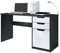 Vladon Schreibtisch Logan, Made in Germany, Bürotisch mit 2 Schubladen und 1 Tür, Schwarz matt/Weiß matt (129 x 76 x 60 cm)