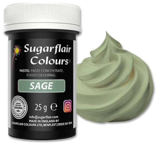 Sugarflair Food Colouring Paste Sage, Pastel Highly Concentrated Food Colouring for Buttercream, Sugar Paste, Royal Icing, Cake Decorations and More! Vibrant Colour Food Dye! - 25g