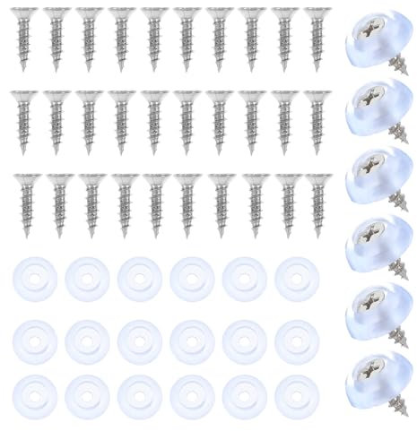 Nogeqi Lot de 60 pieds en caoutchouc à visser - Antidérapants - Avec vis - Transparent - Petits pieds de meubles ronds - Pour planches à découper, meubles, bureaux, chaises, canapés