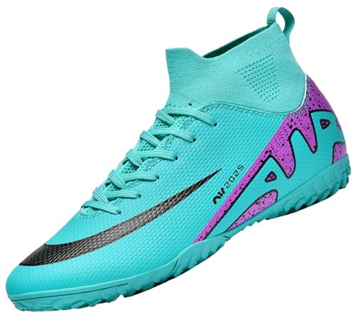 VTASQ Kinder Fußballschuhe Jungen Mädchen Fussballschuhe Sportliche Indoor Outdoor Athletic Soccer Schuhe Professionelle Trainingsschuhe Turf Football Schuhe Türkis EU39