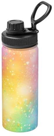 Rainbow_Glitter Water Bottles For Women Men, Sports Insulated Stainless Steel Thermal Leakproof Water Bottle For Gym Outdoor Work