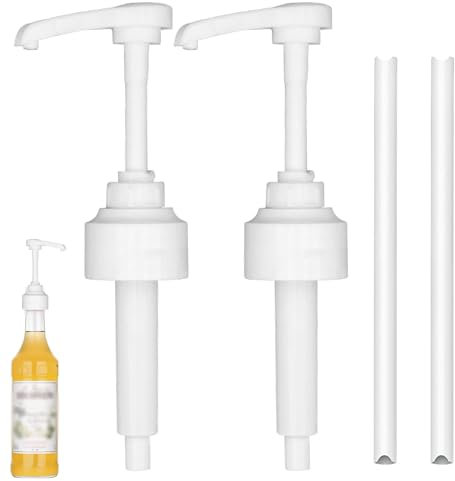 2 Pièces Pompe Sirop pour Monin Distributeur Sirop Pompe avec Tuyaux Réutilisables Pompe Doseuse 10ml pour Monin Bouteilles de Sirop 700ML