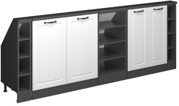 Vicco Dachschrägenschrank-Set Rion, Weiß Landhaus/Anthrazit | B210 x T46 cm, 5er Set, platzsparend für Dachschrägen