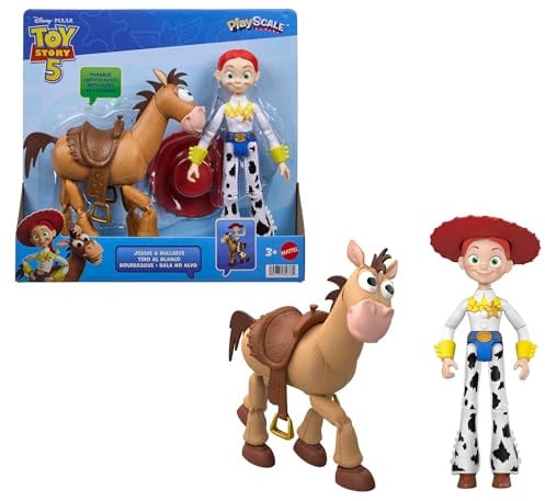 Mattel Disney e Pixar Toy Story 5 Jessie Parlante e Bullseye | Confezione da 2 personaggi alti 18 cm, articolazioni mobili, cappello da cowboy rimovibile, JKV21