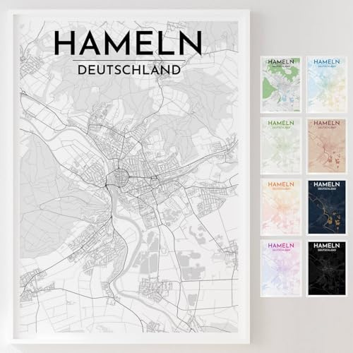 Mapdify Hameln personalisiertes Stadtposter, dein Lieblingsort als Wandposter, Karte deiner Stadt, personalisiertes Andenken an Hameln – Stil: Headline