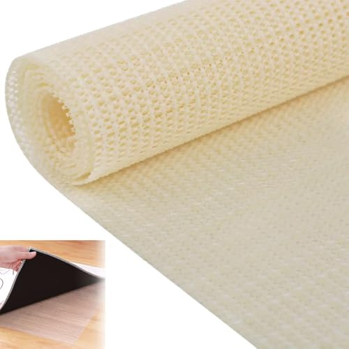 Zykra 180 x 200 cm Teppichunterleger PVC, Schneidbare Antirutschunterlage | Antirutschmatte, Mehrzweck rutschfeste Unterlage, Anti Rutsch Matte für Teppich, Schubladen, Regale, Tablett(Beige)