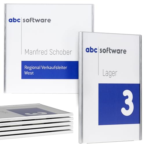 SCHILDER Systeme ALU.flex Türschild 5er-Set – Büroschild aus Alu mit entspiegelter Abdeckung – Eloxalschild mit wechselbarer Einlage – Silber gebürstet – Made in Austria