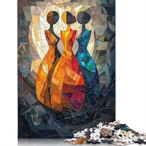 1000 Teile „Die DREI Grazien“, Buntglas-Mosaik-Kunstwerk, Puzzle für Erwachsene, Lernspiel, Herausforderungsspielzeug, 38 x 26 cm/1000 Teile