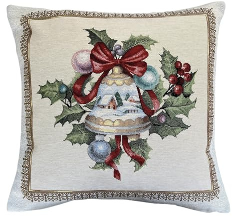 Home of Christmas Hochwertiger Gobelin Kissenhülle für Weihnachten 45x45 cm | Kissenbezug | Weihnachtskissen | Sofakissen | Wertige Dekokissen (Weihnachtsglocke)